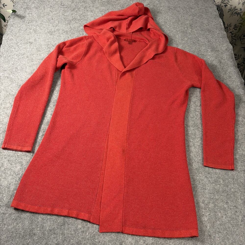 RED Thermal Waffle Knit Hooded Cardigan Sweater Size S